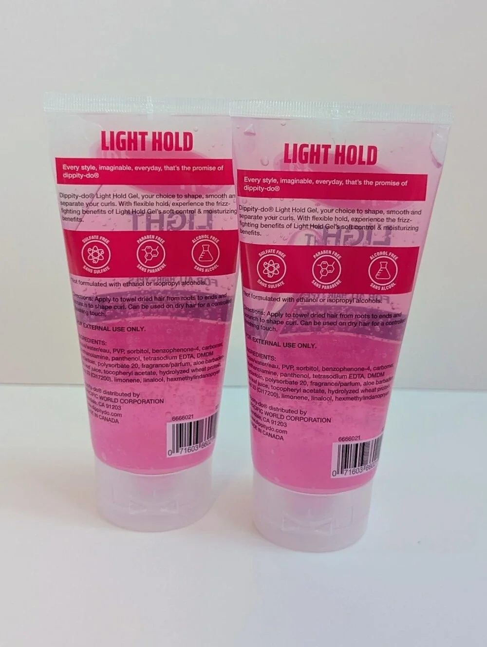 Original Dippity-Do Light Hold Hair Gel Moisturizing Formula 6oz 2-Pack